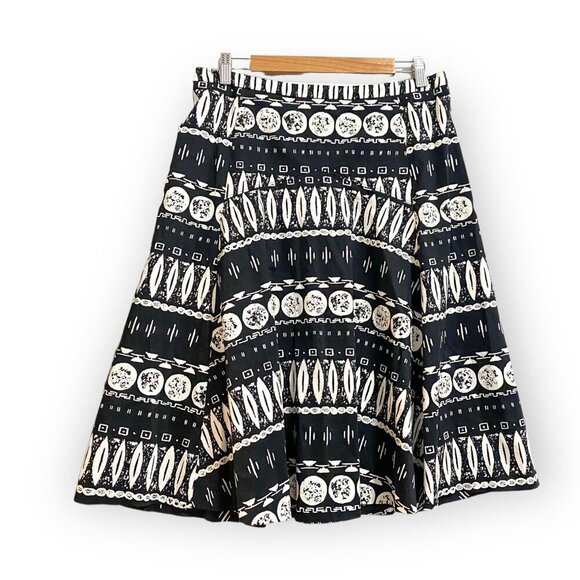 Veronica Beard Woodblock Print Midi Skirt, Black/white, Size 10 - Picture 3 of 14